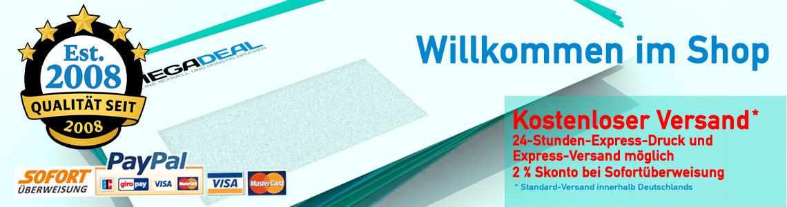 Der Mega Deal - Online-Druckerei für Klappkarten und Briefumschläge Weihnachtskarten für Firmen, Selbständige und Privat, jetzt bei Der Mega Deal aus Berlin online ab 25 Stück günstig, schnell und zuverlässig drucken lassen.